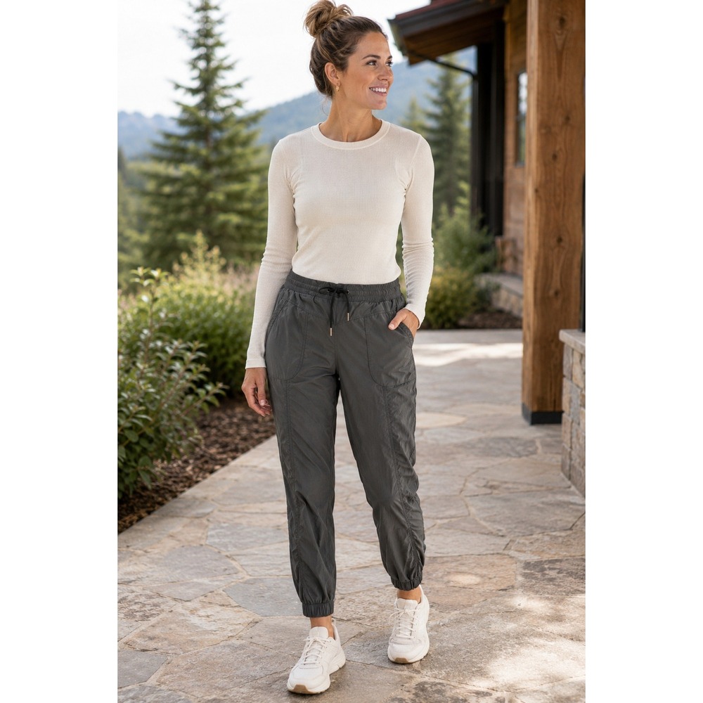 Indygena Womens Charcoal Grey Lightweight Stretch Jogger Pants Size M